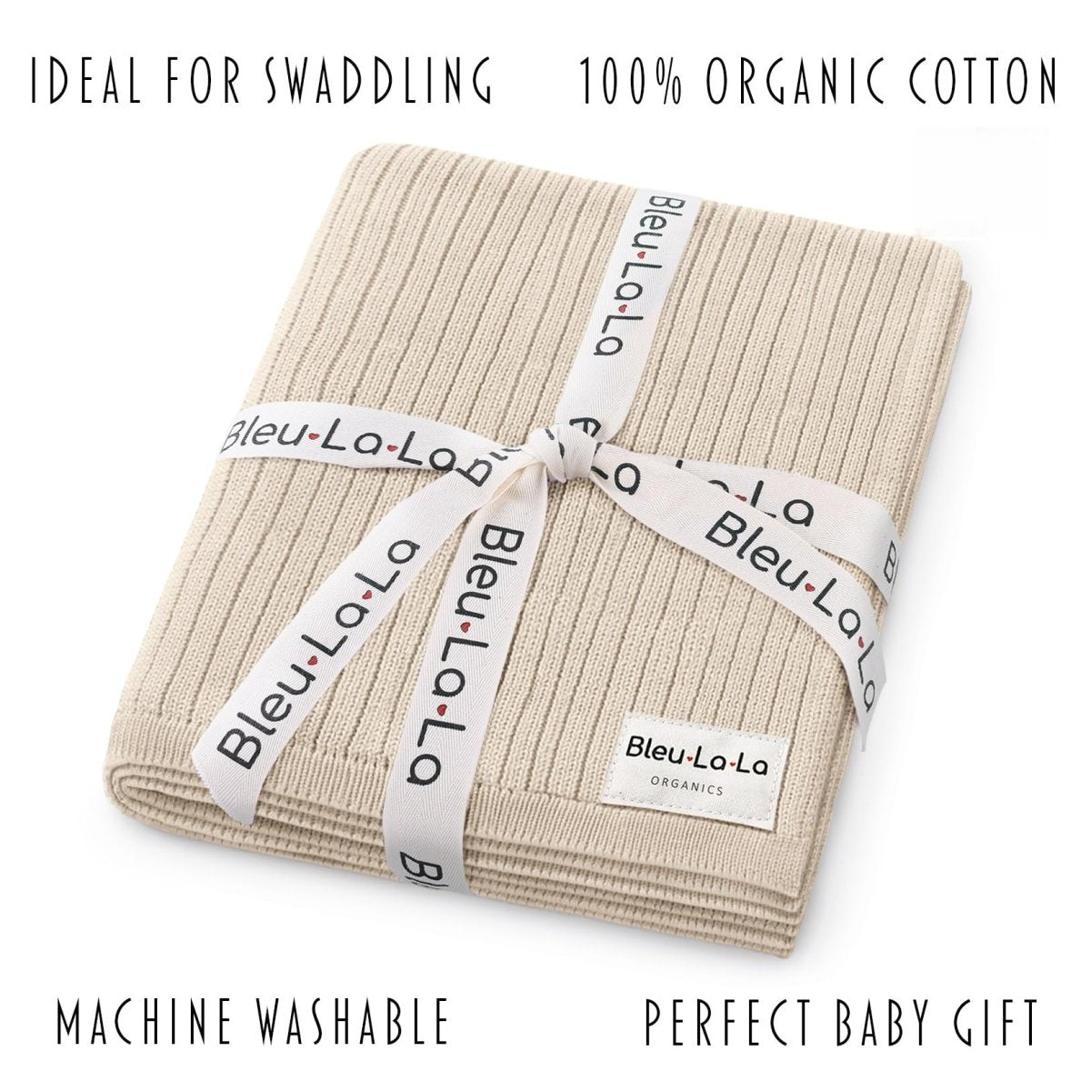 Organic Ribbed Swaddle Blanket for Boys & Girls - 100% Luxury Organic Soft Cotton Knit Warm Cozy Cuddle Stroller Crib Blanket for Newborns, Infants, & Toddlers (Milk Chocolate) - LittleTreasures