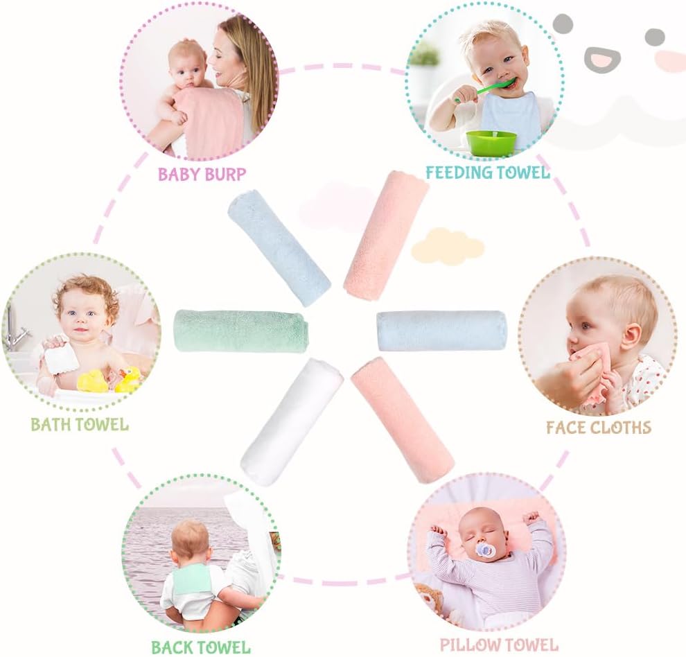 Orighty Ultra - Soft Coral Fleece Baby Burp Cloths - 8 Pack - LittleTreasures