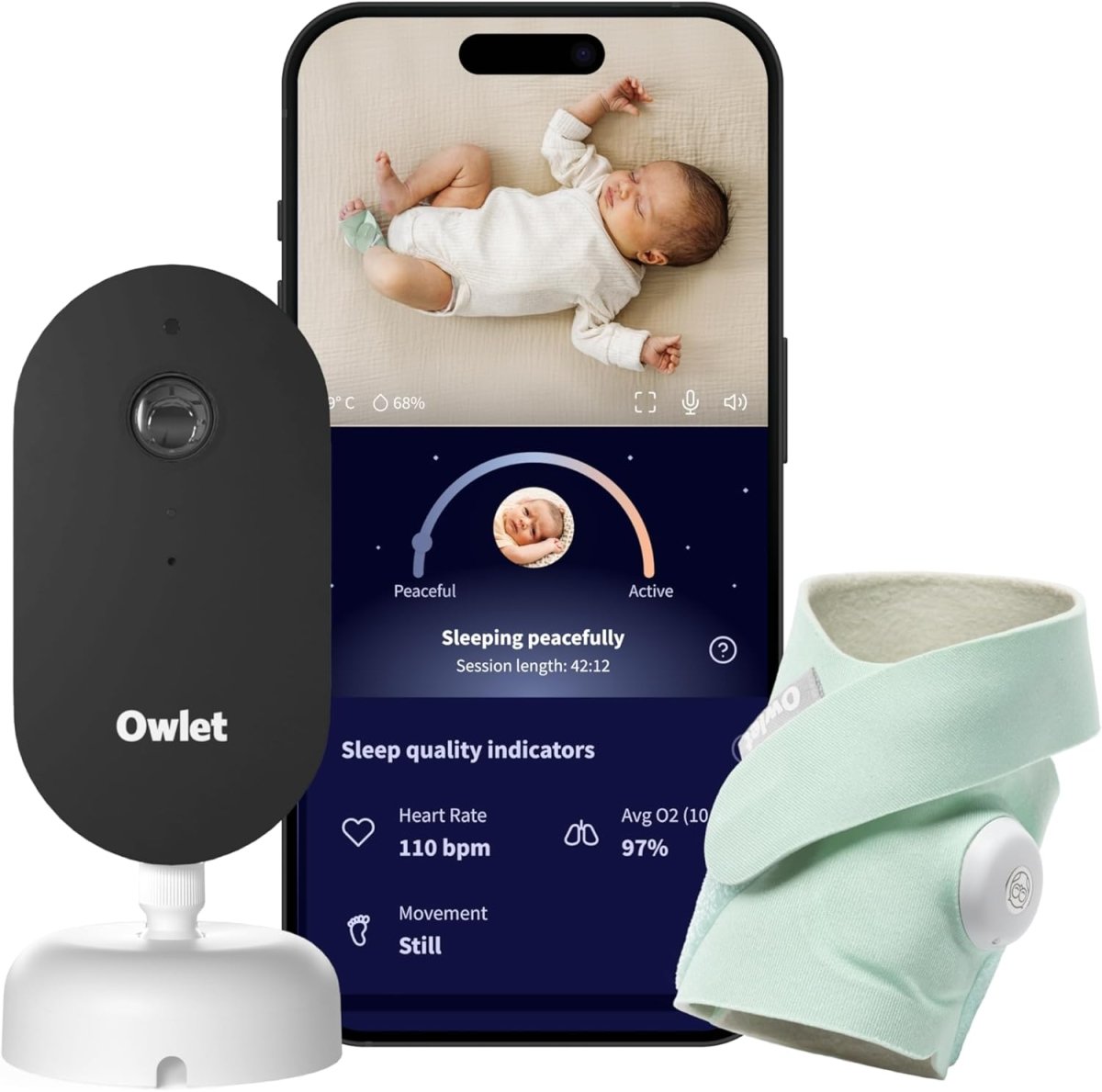 Owlet Dream Duo (3rd Gen) – Smart Baby Monitor with Sock & HD Video Cam, Tracks Pulse Rate, Oxygen Trends & Sleep, 2K HD Video, Cry & Motion Alerts, Temp Monitoring - Mint - LittleTreasures