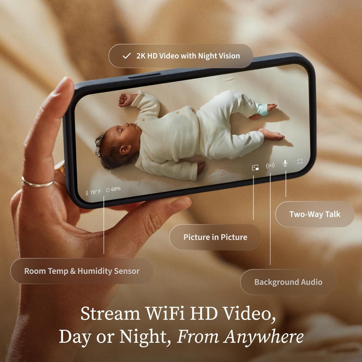 Owlet Dream Sight – Smart HD Video Baby Monitor with 2K Camera, Cry, Motion & Sound Alerts, Temp + Humidity Monitoring, Secure WiFi, 2 - Way Talk, Compatible with Dream Sock - LittleTreasures