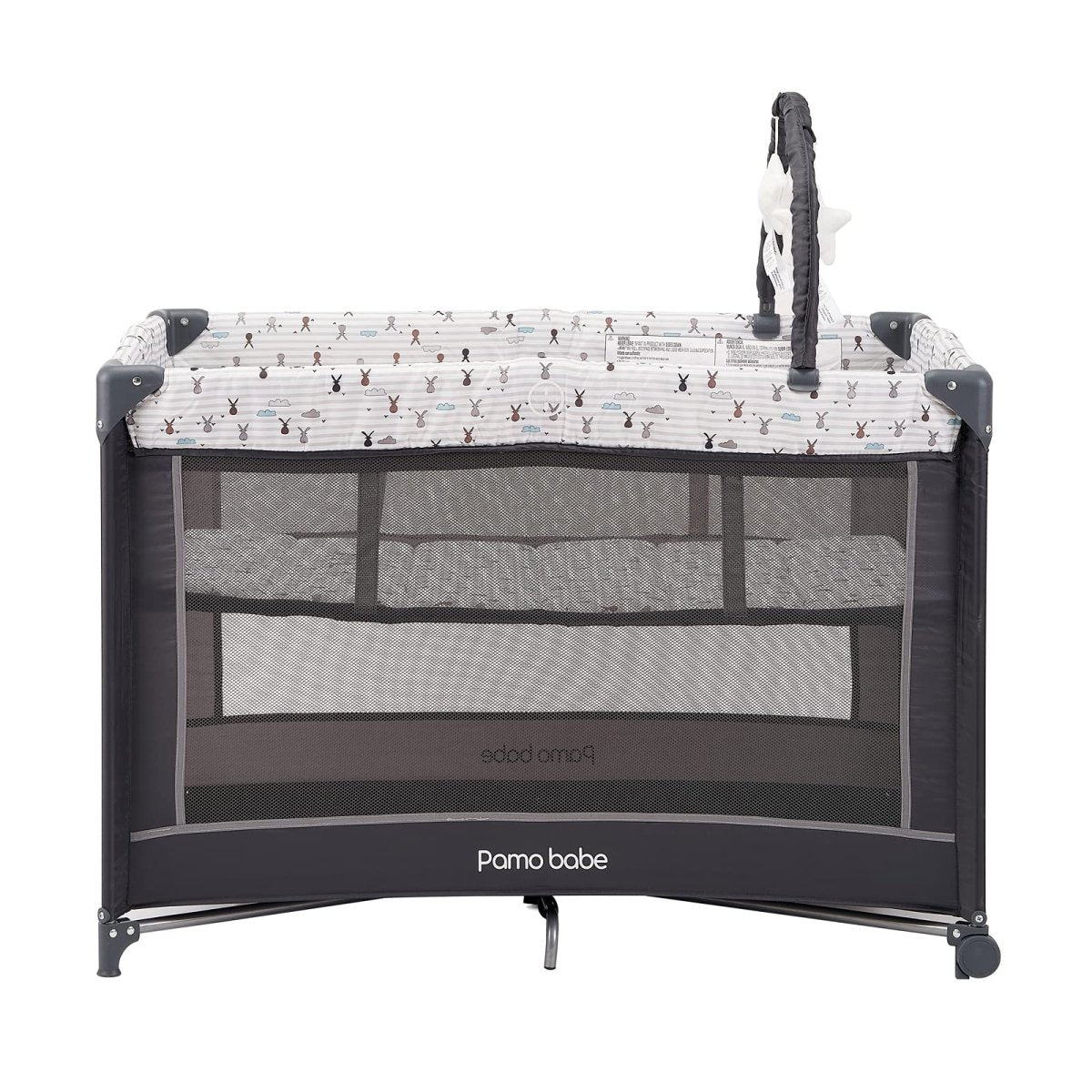 Pamo Babe Portable Baby Playpen, Lightweight Travel Playard with Mattress and Wheels (Rabbit) - LittleTreasures