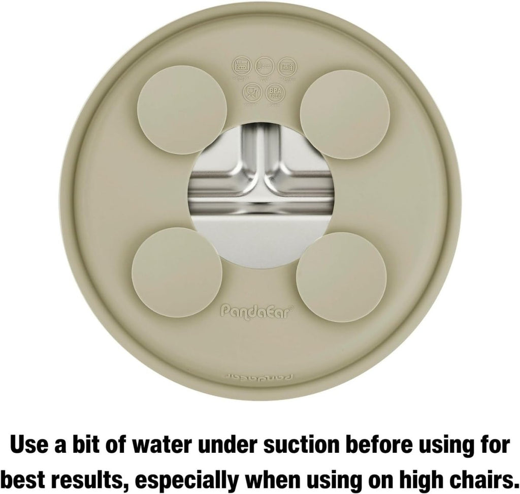 PandaEar 2 Pack Stainless Steel Baby Suction Plates & 2 Pack Spoons and Forks Set, Toddler Utensils Baby Feeding Set, Divided Plates for Led Weaning Supplies, BPA - Free (Tan/Walnut) - LittleTreasures