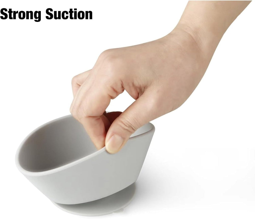 PandaEar 3 Pack Baby Bowls with Suction| Silicone Bowls First Stage Feeding for Baby Infant Kids| Food Grade Soft Safe BPA - Free Suction Bowls for Toddlers - Blue/Gray - LittleTreasures