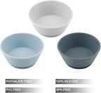PandaEar 3 Pack Baby Bowls with Suction| Silicone Bowls First Stage Feeding for Baby Infant Kids| Food Grade Soft Safe BPA - Free Suction Bowls for Toddlers - Blue/Gray - LittleTreasures