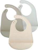 PandaEar (3 Pack) Cute Super Thin Light Weight Silicone Baby Bibs for Babies & Toddlers (10 - 72 Months) Waterproof, Soft - LittleTreasures