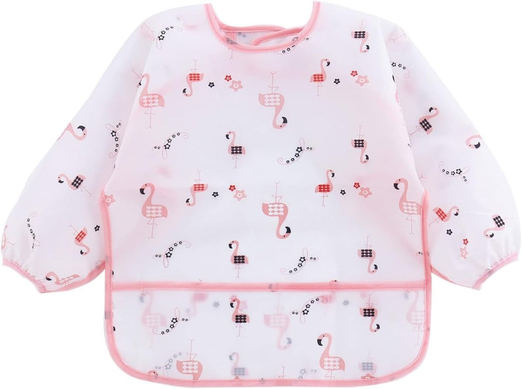 PandaEar 5 Pack Baby Bibs with Long Sleeves| Baby Feeding Bibs Smock for Eating| Full Bib for Infant Toddler 6 - 24 Months - LittleTreasures