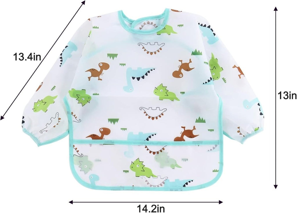PandaEar 5 Pack Baby Bibs with Long Sleeves| Baby Feeding Bibs Smock for Eating| Full Bib for Infant Toddler 6 - 24 Months - LittleTreasures