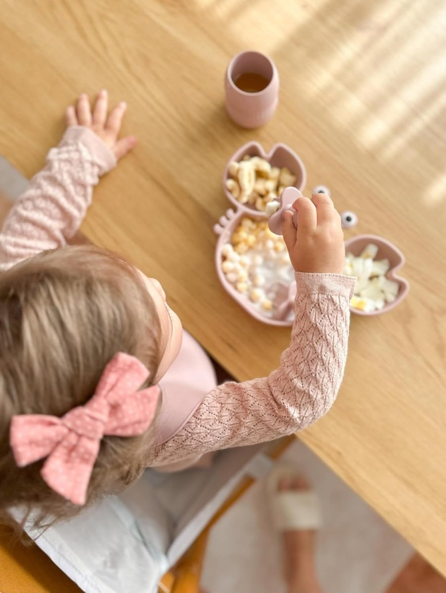PandaEar Pink Silicone Toddler Plate & Utensil Set - BPA - Free - LittleTreasures