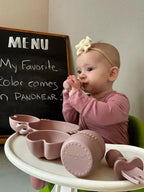 PandaEar Pink Silicone Toddler Plate & Utensil Set - BPA - Free - LittleTreasures