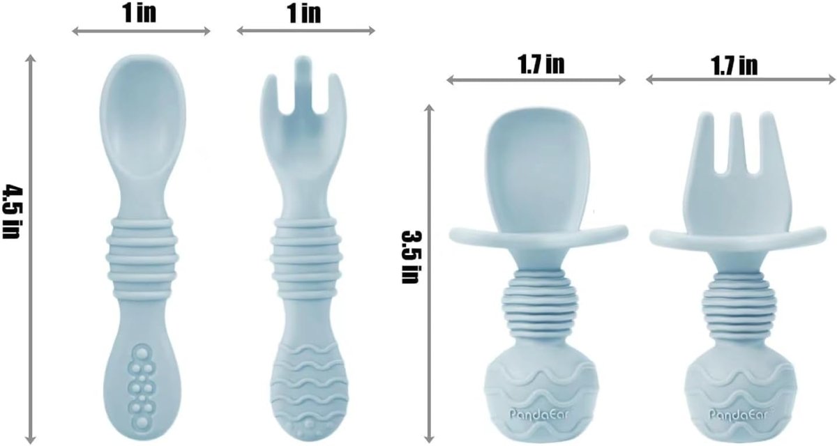 PandaEar Silicone Baby Feeding Set | 9PCS Baby Led Weaning Supplies Self Feeding Utensils | Divided Suction Plate Bowl Bibs Sippy Cup with Baby Snack Container Spoons Forks (Blue) - LittleTreasures