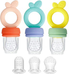 PandaEar Silicone Baby Food Fruit Feeder Pacifier| 3 Pack Baby Fresh Food Feeder with 3 Sizes Silicone Pouches, BPA Free Feeder Teethers for Infants Teething - LittleTreasures