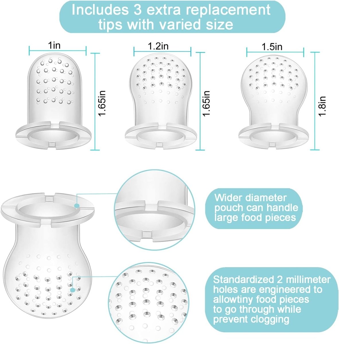 PandaEar Silicone Baby Food Fruit Feeder Pacifier| 3 Pack Baby Fresh Food Feeder with 3 Sizes Silicone Pouches, BPA Free Feeder Teethers for Infants Teething - LittleTreasures