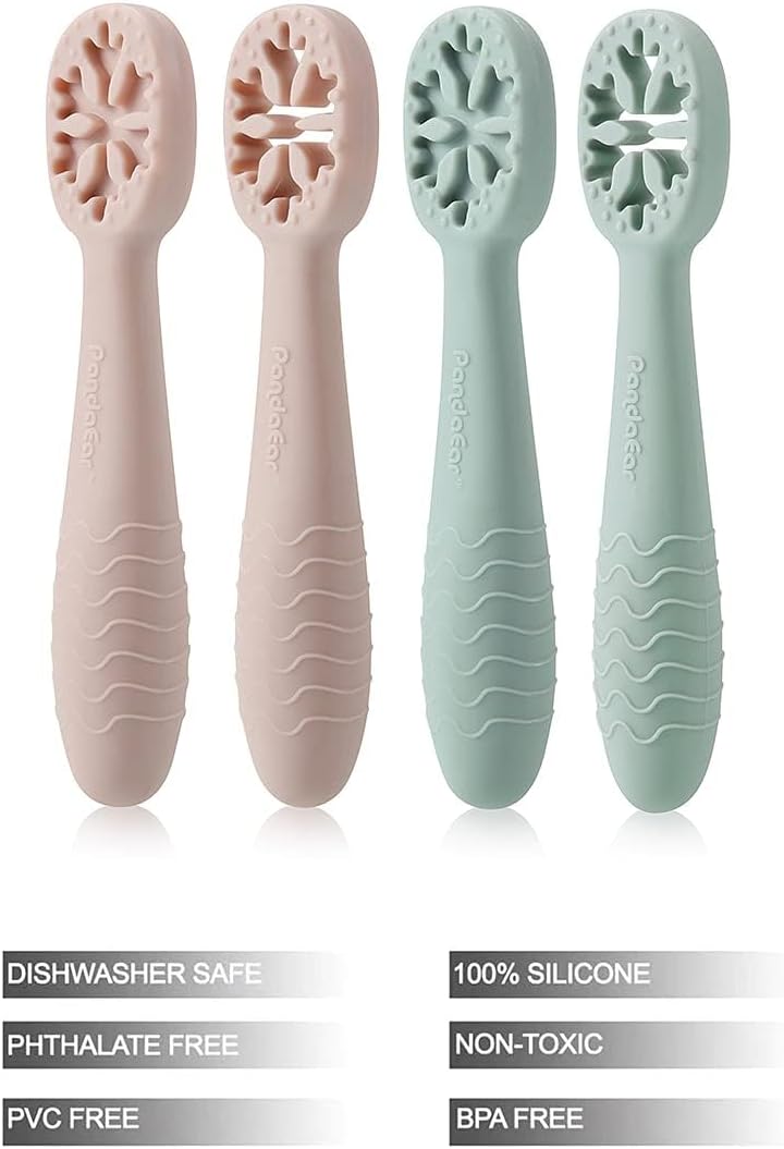 PandaEar Soft Silicone Baby Feeding Spoons - BPA Free, Gum - Friendly - LittleTreasures