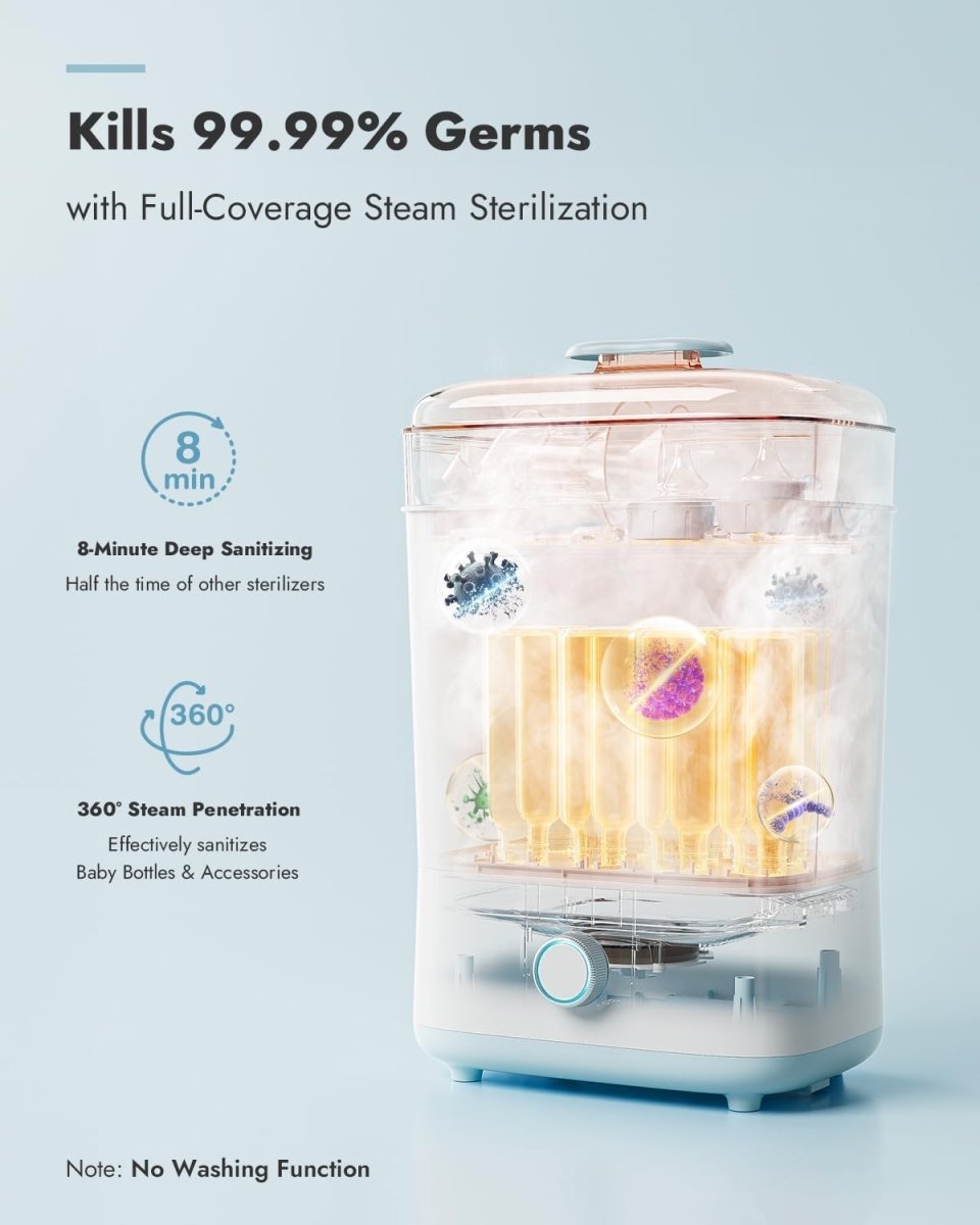 Papablic Baby Bottle Sterilizer and Dryer, Electric Steam Sanitizer for Baby Bottles & Essentials, Large Capacity Holds 10 Bottles - LittleTreasures