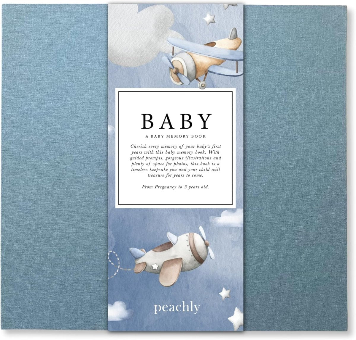 Peachly Baby Boy Memory Book - Baby Book for Boy - Baby First Year Keepsake Journal - Simple Scrapbook for Milestones - Finn (Blue) - LittleTreasures
