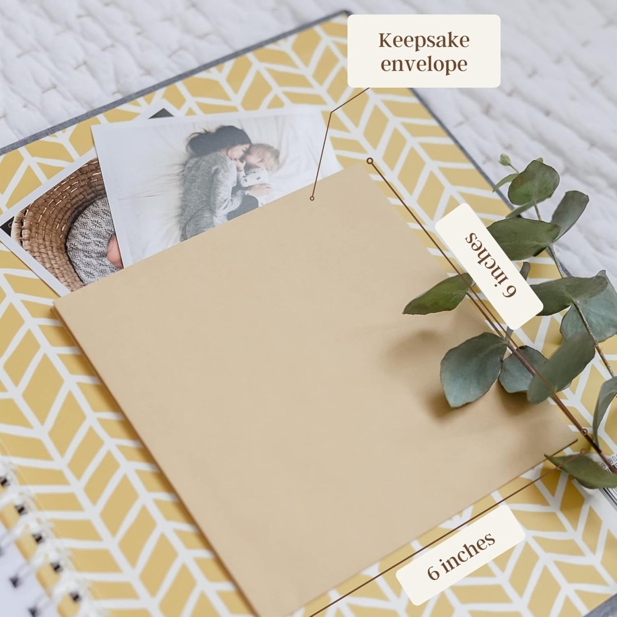 Peachly Minimalist Baby Memory Book | First Year Keepsake for Milestones | Simple Scrapbook for Boy or Girl | 60 Pages Grey Linen - Scandi - LittleTreasures