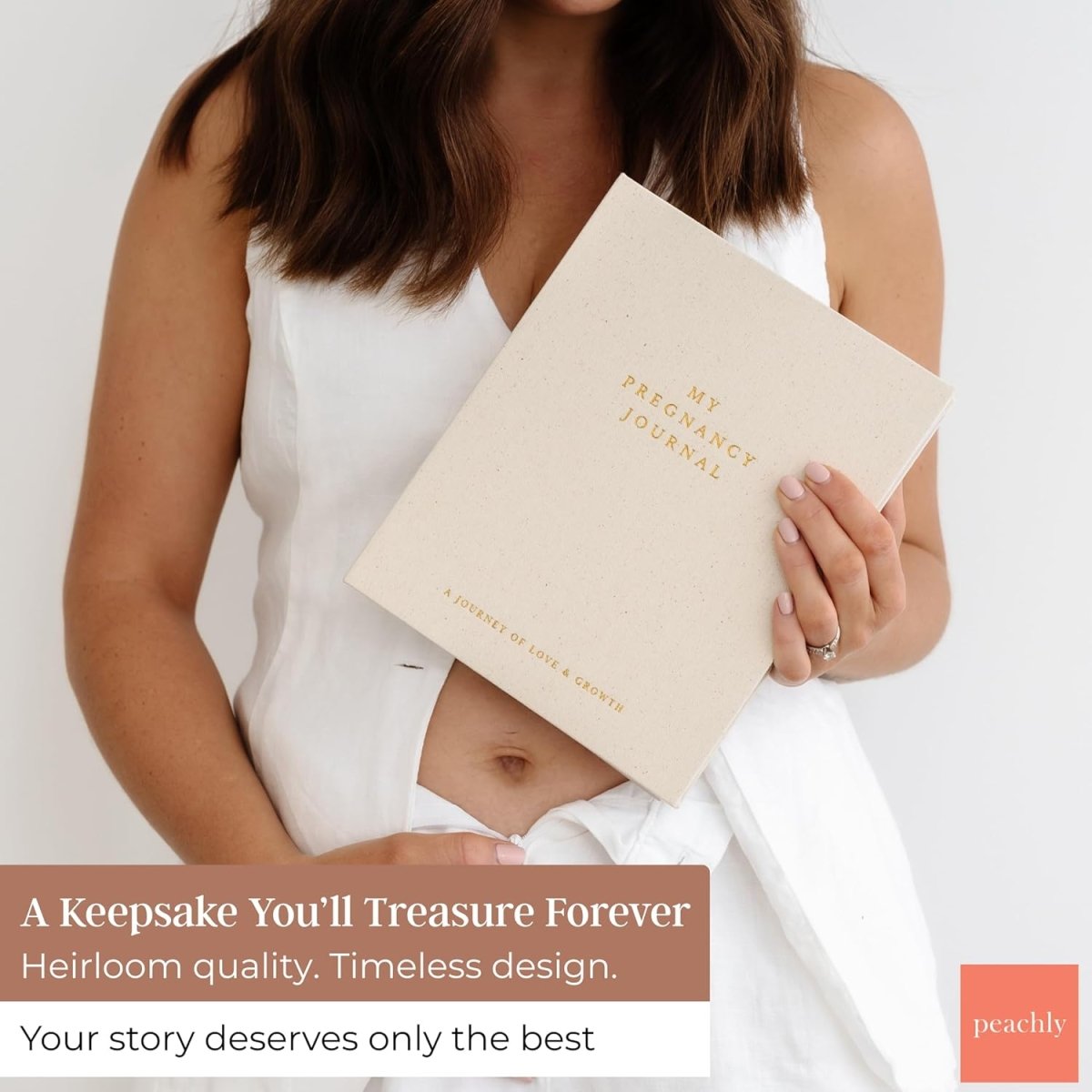 Peachly Pregnancy Journal - Linen Pregnancy Book to Capture Every Milestone - Pregnancy Must Haves - Baby Book Keepsake Pregnancy Journals For First Time Moms and Experienced Moms - LittleTreasures