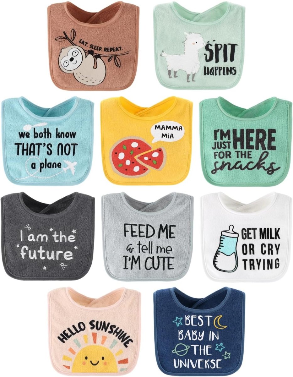 Peanutshell 10 - Pack Witty Unisex Baby Bib Set - LittleTreasures