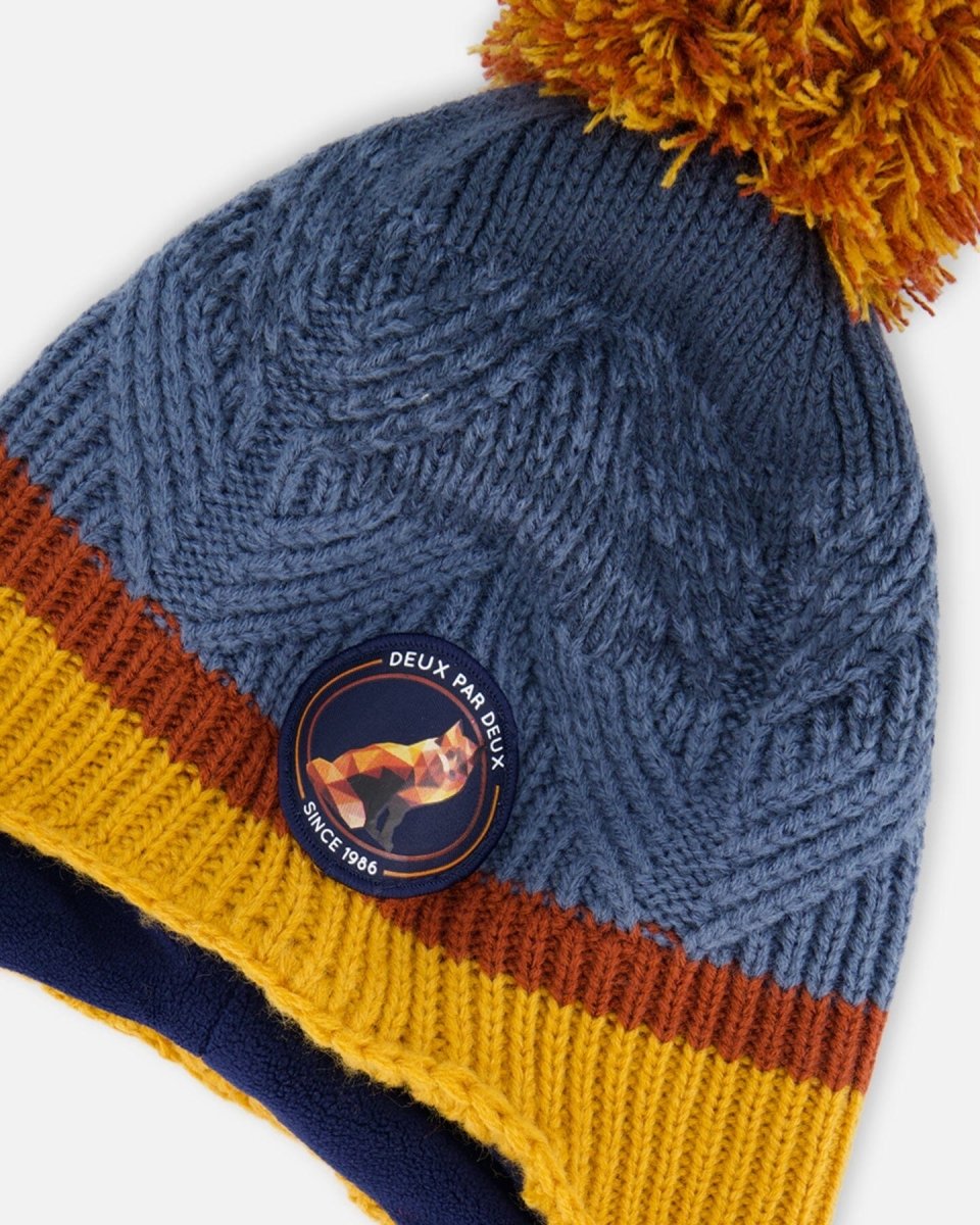 Peruvian Knit Hat Gradient Navy And Yellow - LittleTreasures