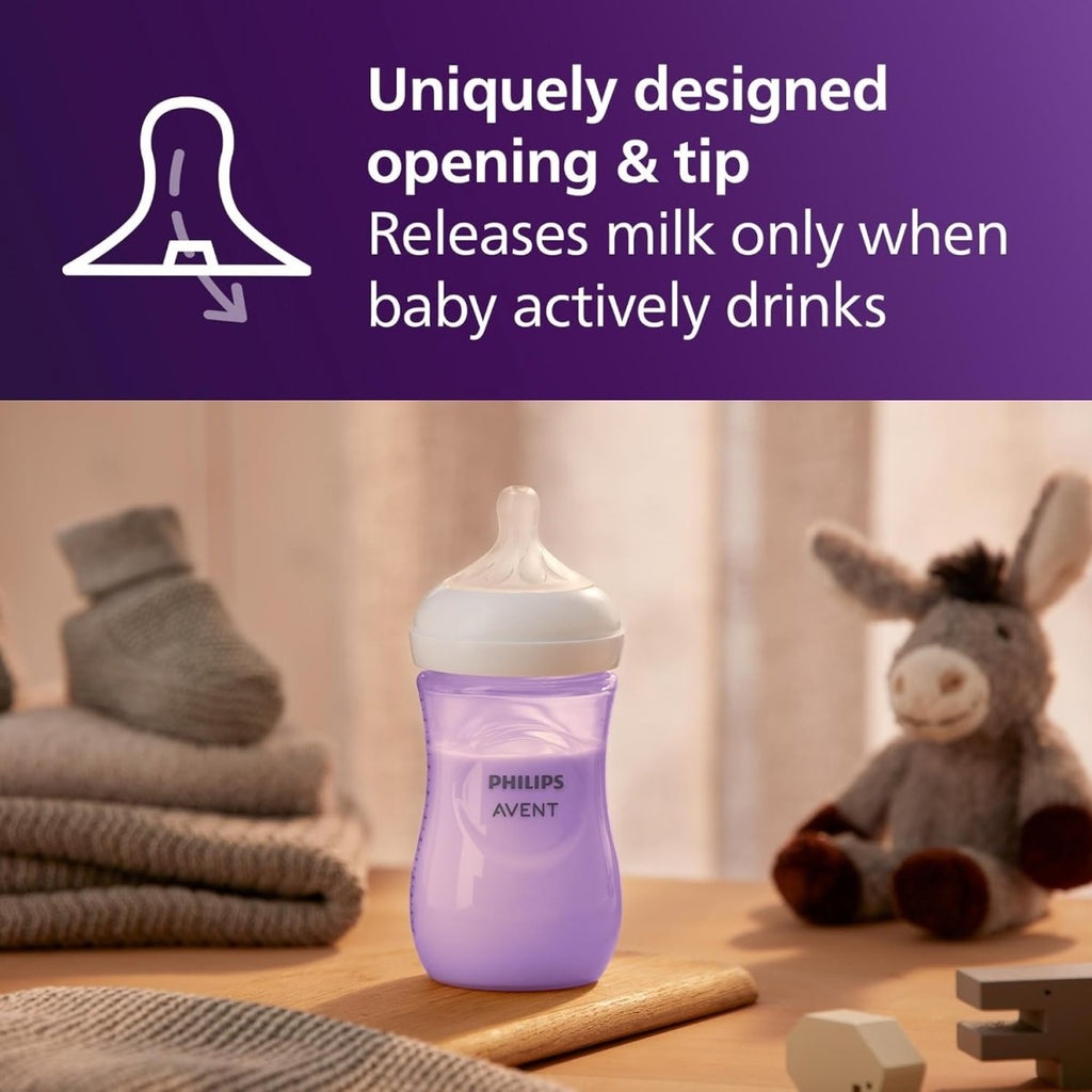 Philips Avent Natural Baby Gift Set, 2x 9oz Bottles with Natural Response Nipples (Medium Flow, Flow 3), 2x Ultra Air Pacifiers, Pink, SCD837/01 - LittleTreasures