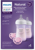 Philips Avent Natural Baby Gift Set, 2x 9oz Bottles with Natural Response Nipples (Medium Flow, Flow 3), 2x Ultra Air Pacifiers, Pink, SCD837/01 - LittleTreasures