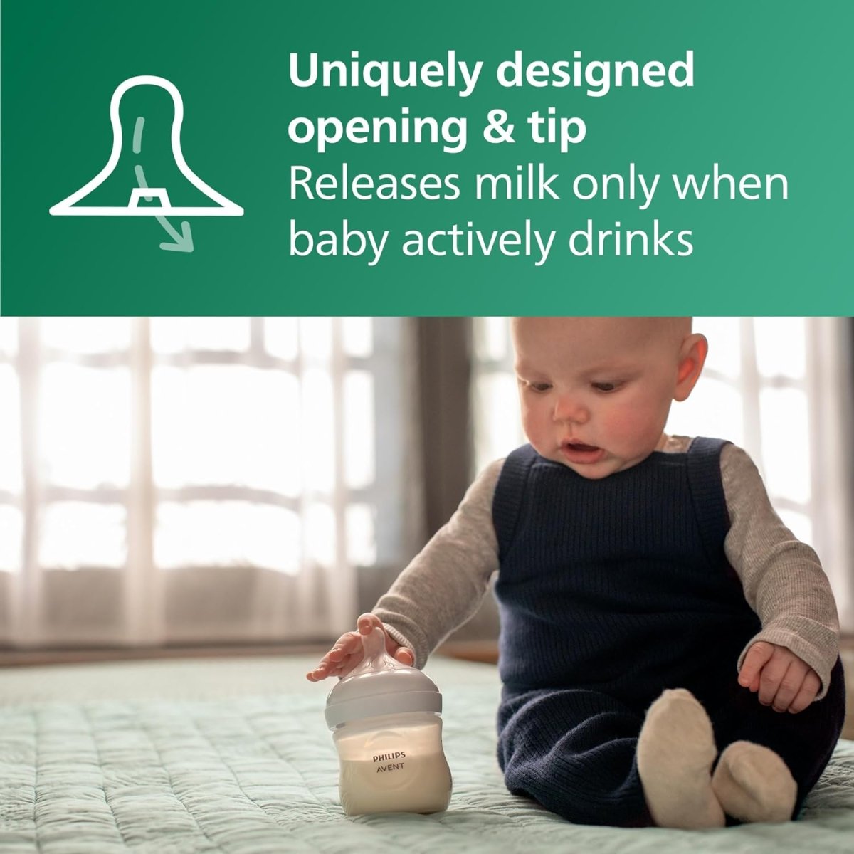 Philips Avent Natural Newborn Glass Gift Set, Baby Bottles with Natural Response Nipples, 3x 4oz (Slow Flow, Flow 2) and 2x 8oz (Medium Flow, Flow 3), 2x Silicone Sleeves, SCD858/01 - LittleTreasures