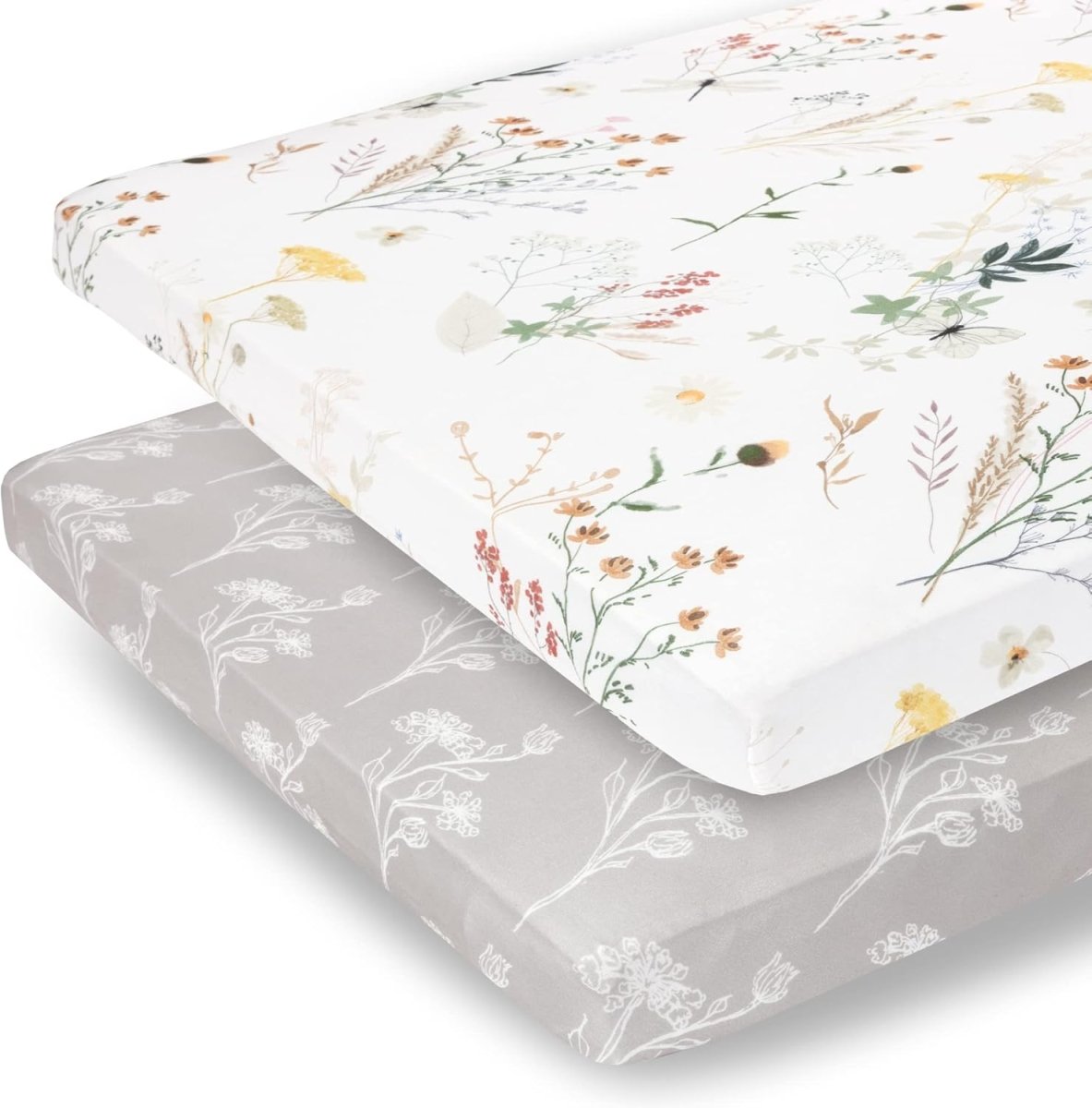 Pobibaby - 2 Pack Premium Fitted Baby Girl Crib Sheets for Standard Crib Mattress - Ultra - Soft Cotton Blend, Safe and Snug, and Stylish Floral Crib Sheet (Zephyr) - LittleTreasures