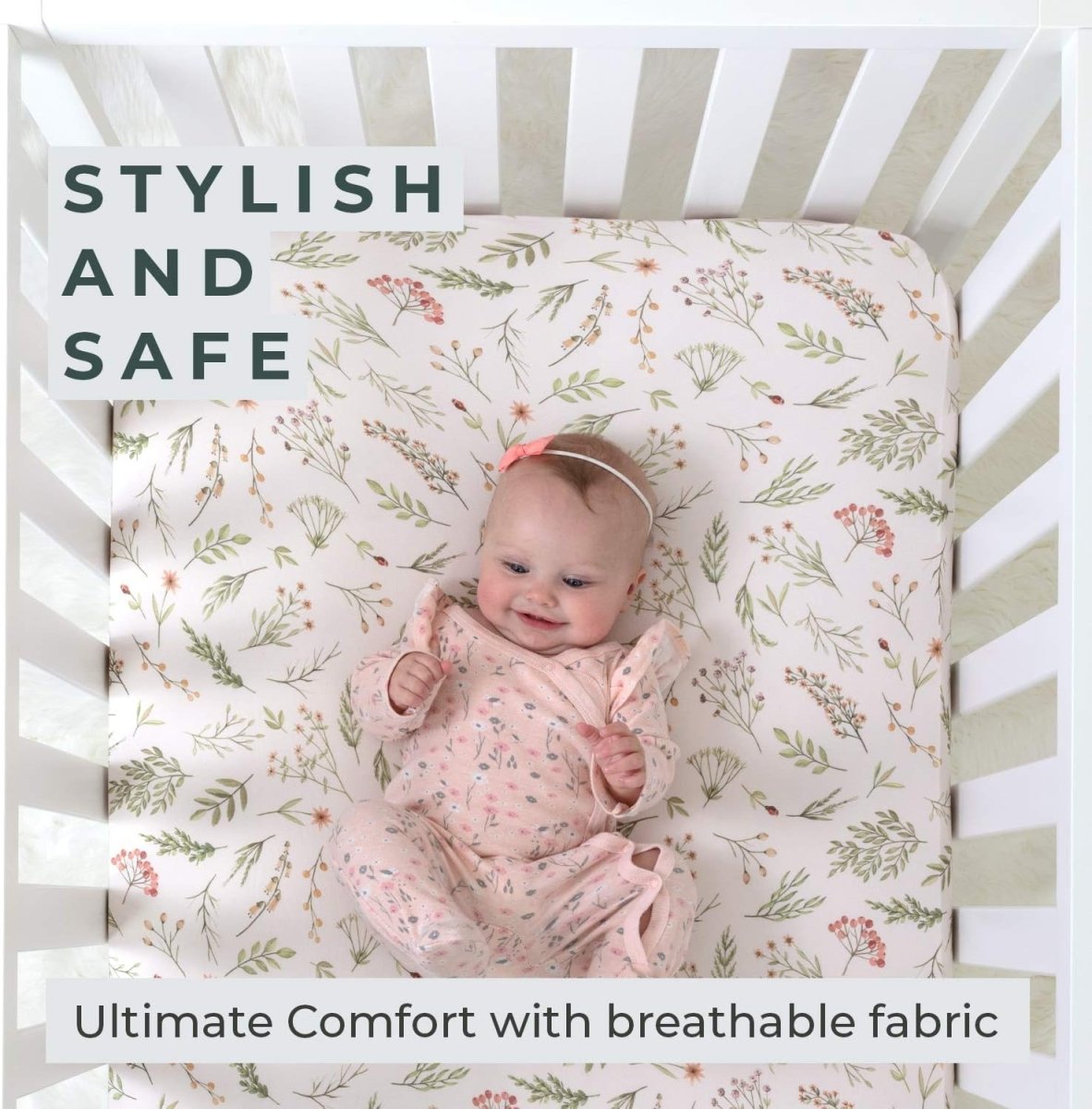 Pobibaby - 2 Pack Premium Fitted Baby Girl Crib Sheets for Standard Crib Mattress - Ultra - Soft Cotton Blend, Safe and Snug, and Stylish Floral Crib Sheet (Zephyr) - LittleTreasures