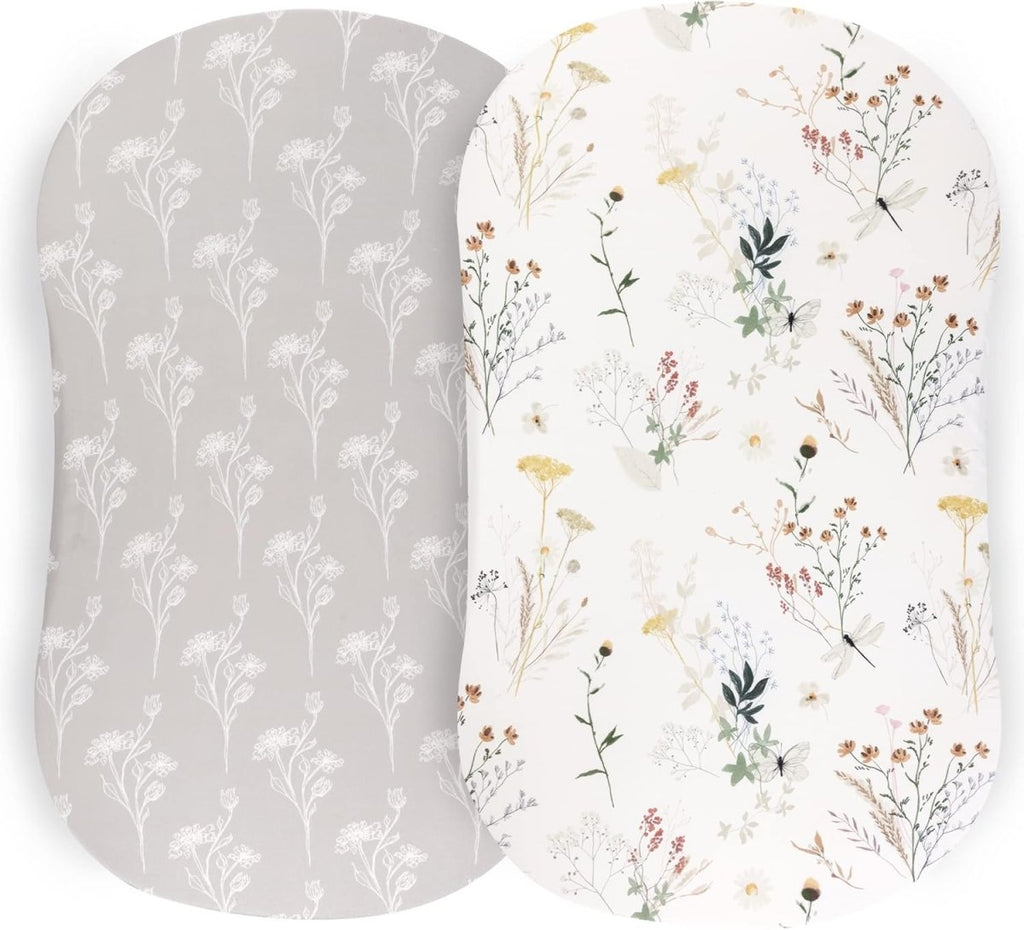 Pobibaby - 2 Pack Premium Fitted Baby Girl Crib Sheets for Standard Crib Mattress - Ultra - Soft Cotton Blend, Safe and Snug, and Stylish Floral Crib Sheet (Zephyr) - LittleTreasures