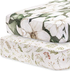 Pobibaby - 2 Pack Premium Fitted Baby Girl Crib Sheets for Standard Crib Mattress - Ultra - Soft Cotton Blend, Safe and Snug, and Stylish Floral Crib Sheet (Zephyr) - LittleTreasures