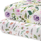 Pobibaby - 2 Pack Premium Fitted Baby Girl Crib Sheets for Standard Crib Mattress - Ultra - Soft Cotton Blend, Safe and Snug, and Stylish Floral Crib Sheet (Zephyr) - LittleTreasures