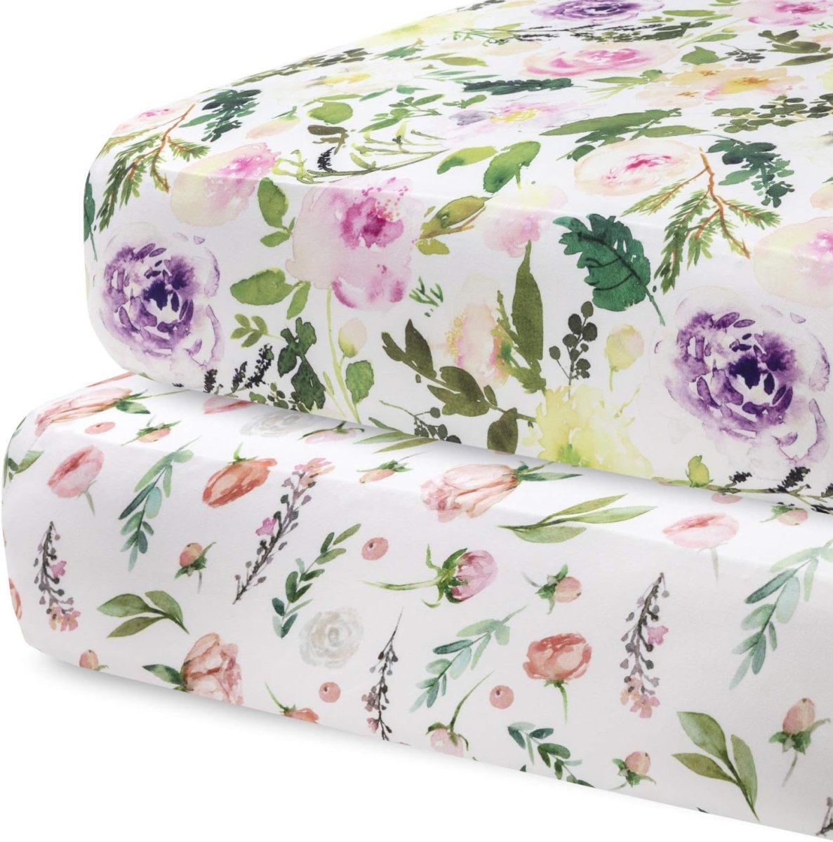 Pobibaby - 2 Pack Premium Fitted Baby Girl Crib Sheets for Standard Crib Mattress - Ultra - Soft Cotton Blend, Safe and Snug, and Stylish Floral Crib Sheet (Zephyr) - LittleTreasures