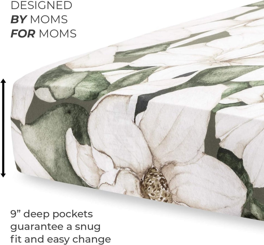 Pobibaby - 2 Pack Premium Fitted Baby Girl Crib Sheets for Standard Crib Mattress - Ultra - Soft Cotton Blend, Safe and Snug, and Stylish Floral Crib Sheet (Zephyr) - LittleTreasures