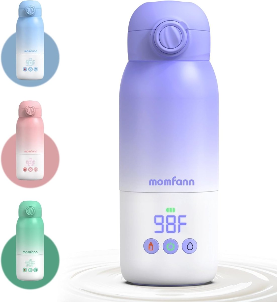 Portable Bottle Warmer for Travel, Dual Heating Modes Baby Milk Warmer On The Go for Breastmilk, Water and Formula, Precise Temperature Control with 5 Levels, Long - Lasting Battery (Purple) - LittleTreasures