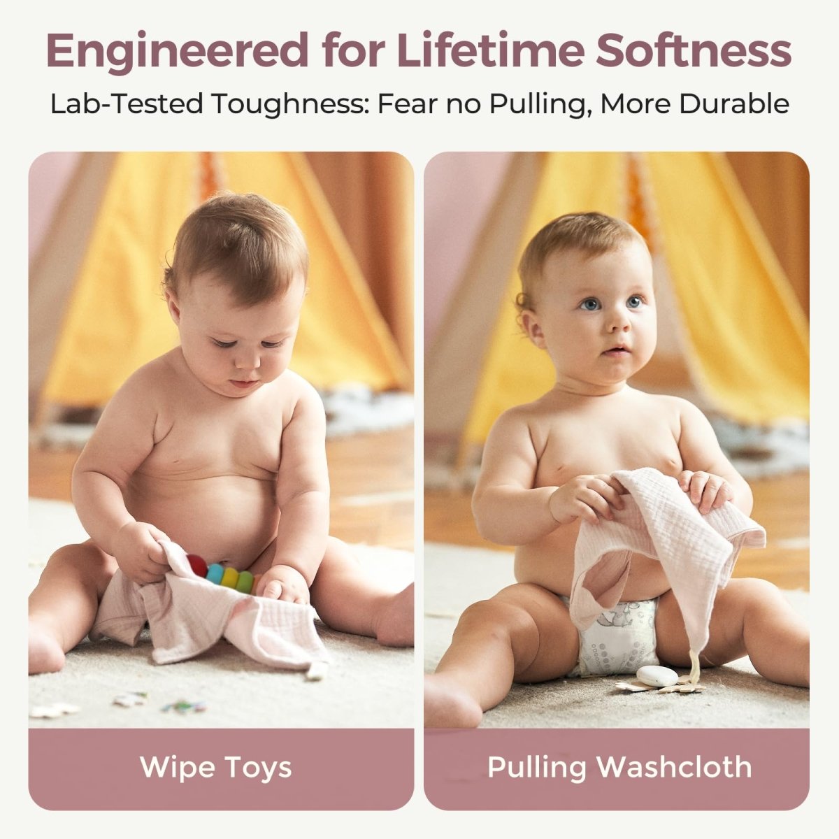 Premium Cotton Baby Washcloths - 5 - Pack, Soft & Absorbent, Sunny Giraffe - LittleTreasures