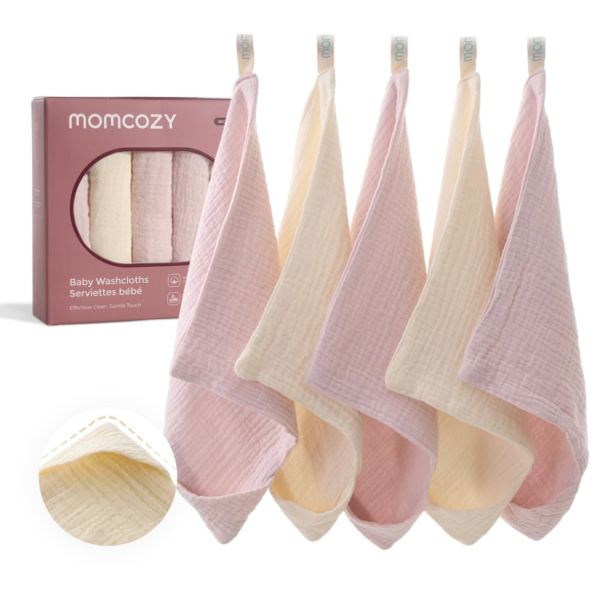 Premium Cotton Baby Washcloths - 5 - Pack, Soft & Absorbent, Sunny Giraffe - LittleTreasures