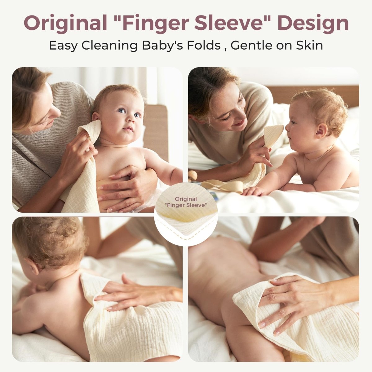 Premium Cotton Baby Washcloths - 5 - Pack, Soft & Absorbent, Sunny Giraffe - LittleTreasures