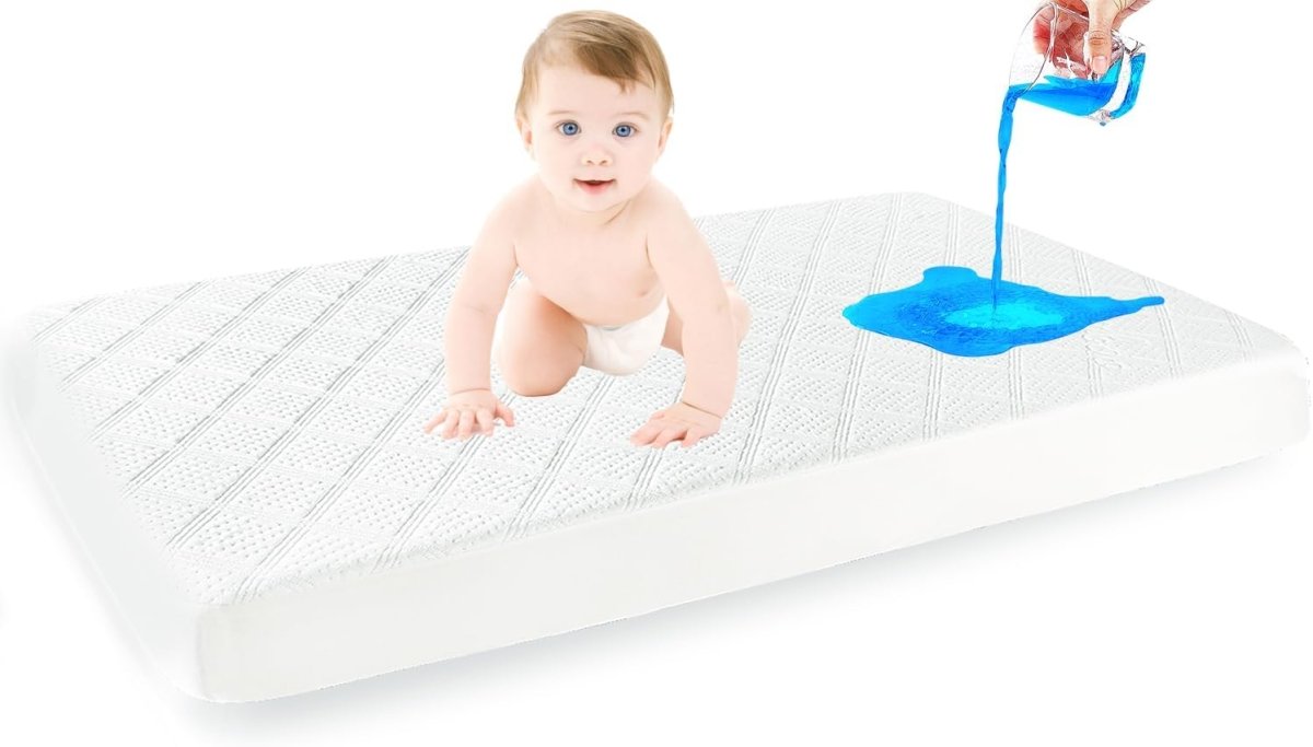Premium Ultra Soft Waterproof Crib Fitted Mattress Protector - Toddler and Baby Crib Mattress Pad Cover - Soft and Breathable with 7 Inches Deep Skirt (White, 28" x 52") - LittleTreasures