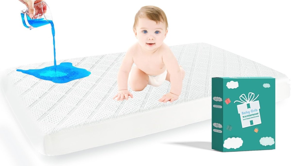 Premium Ultra Soft Waterproof Crib Fitted Mattress Protector - Toddler and Baby Crib Mattress Pad Cover - Soft and Breathable with 7 Inches Deep Skirt (White, 28" x 52") - LittleTreasures