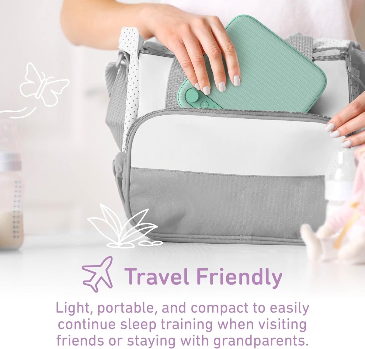 Pure Enrichment® WAVE™ Baby Soothing Sound Machine - All - Natural Sounds Include Lullaby, Heartbeat, White Noise, Fan, Ocean, and Rain, With Auto - Off Timer & USB Charger - Patented Design (Mint Green) - LittleTreasures