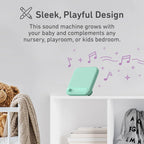 Pure Enrichment® WAVE™ Baby Soothing Sound Machine - All - Natural Sounds Include Lullaby, Heartbeat, White Noise, Fan, Ocean, and Rain, With Auto - Off Timer & USB Charger - Patented Design (Mint Green) - LittleTreasures