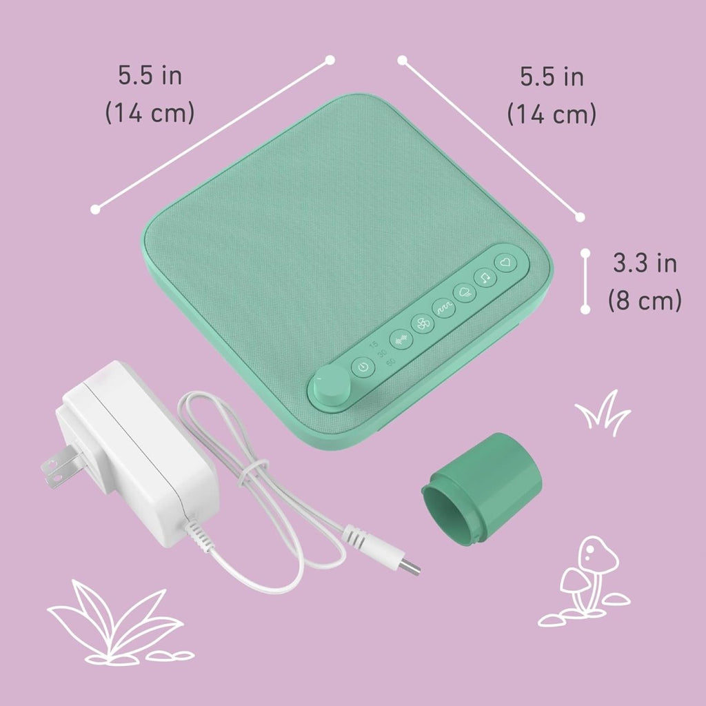 Pure Enrichment® WAVE™ Baby Soothing Sound Machine - All - Natural Sounds Include Lullaby, Heartbeat, White Noise, Fan, Ocean, and Rain, With Auto - Off Timer & USB Charger - Patented Design (Mint Green) - LittleTreasures