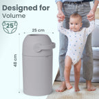 Pure Magic Diaper Pail Majestic, Patented Odor - Stop System, Use Any Garbage Bag, One Hand Free Lever, A Roll of Bag incld. (Graphite) - LittleTreasures