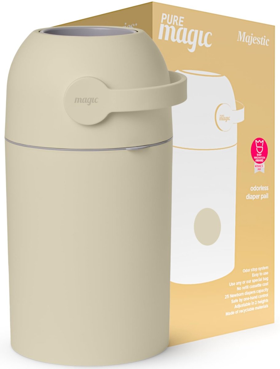 Pure Magic Diaper Pail Majestic, Patented Odor - Stop System, Use Any Garbage Bag, One Hand Free Lever, A Roll of Bag incld. (Graphite) - LittleTreasures