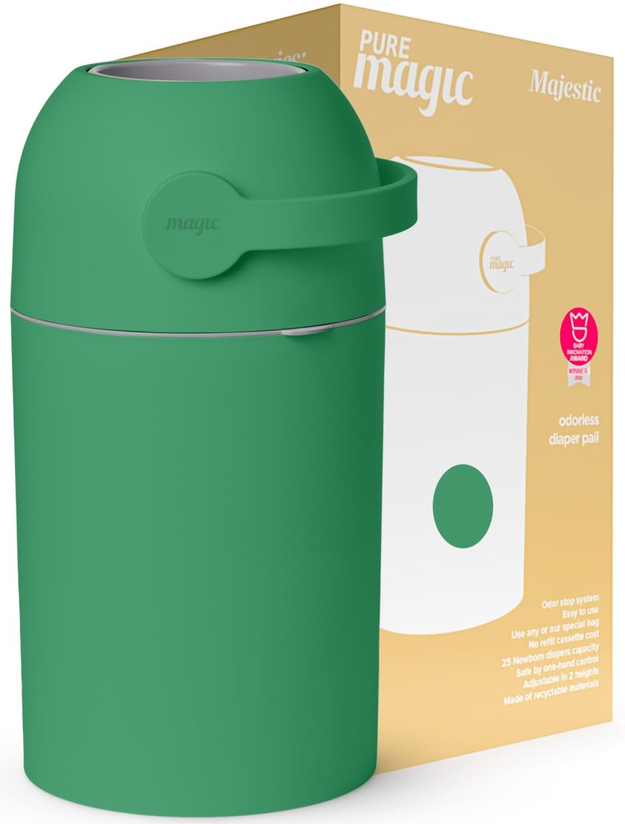 Pure Magic Diaper Pail Majestic, Patented Odor - Stop System, Use Any Garbage Bag, One Hand Free Lever, A Roll of Bag incld. (Graphite) - LittleTreasures