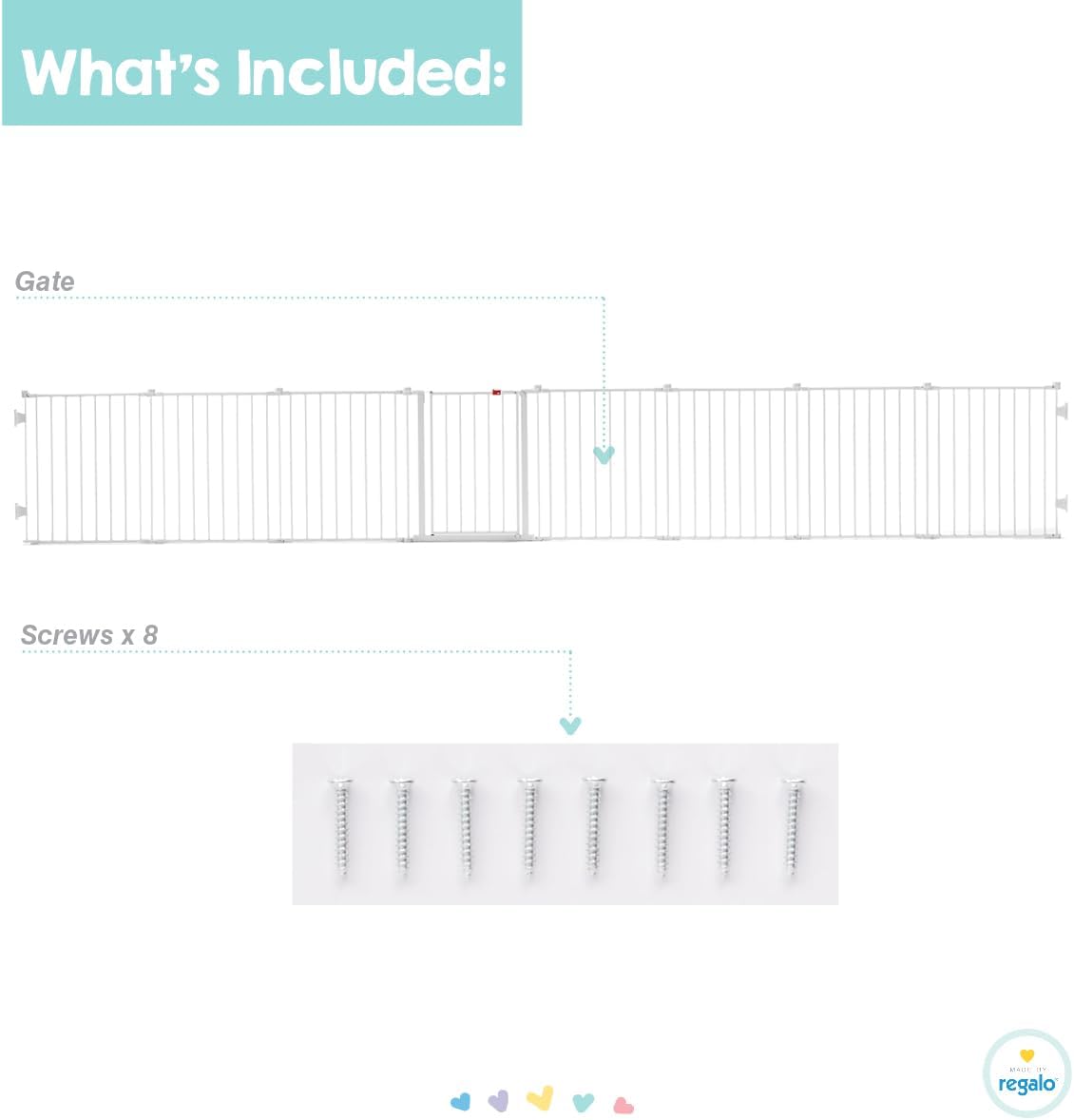 Regalo 192 - Inch Super Wide Adjustable Baby Gate and Play Yard, 4 - in - 1, Bonus Kit, 4 Count (Pack of 1 - LittleTreasures
