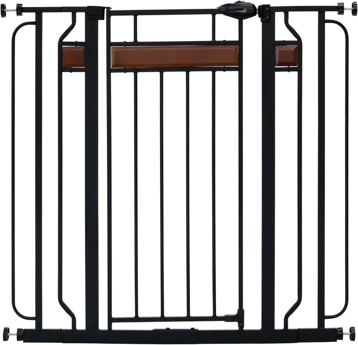 Regalo Home Accents Extra Wide Walk Thru Baby Gate, Includes Décor Hardwood, 4 - Inch Extension Kit, 4 - Inch Extension Kit, 4 Pack of Pressure Mount Kit and 4 Pack of Wall Cups and Mounting Ki - LittleTreasures