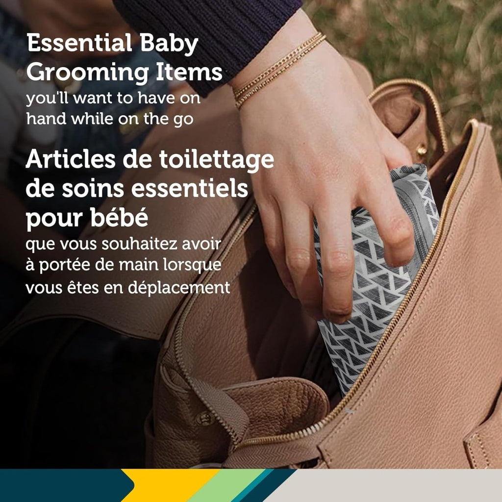 Safety 1st Baby Grooming Kit – Reversible Zippered Case with Brush, Comb, Nail Clippers & Emery Boards – BPA - Free Essentials for Newborns & Toddlers - Grey - LittleTreasures