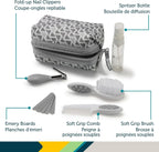 Safety 1st Baby Grooming Kit – Reversible Zippered Case with Brush, Comb, Nail Clippers & Emery Boards – BPA - Free Essentials for Newborns & Toddlers - Grey - LittleTreasures