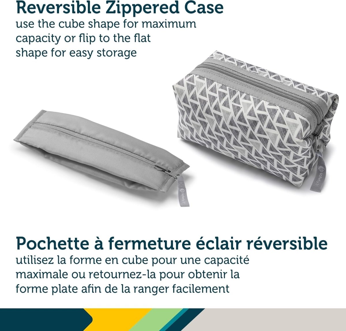 Safety 1st Baby Grooming Kit – Reversible Zippered Case with Brush, Comb, Nail Clippers & Emery Boards – BPA - Free Essentials for Newborns & Toddlers - Grey - LittleTreasures